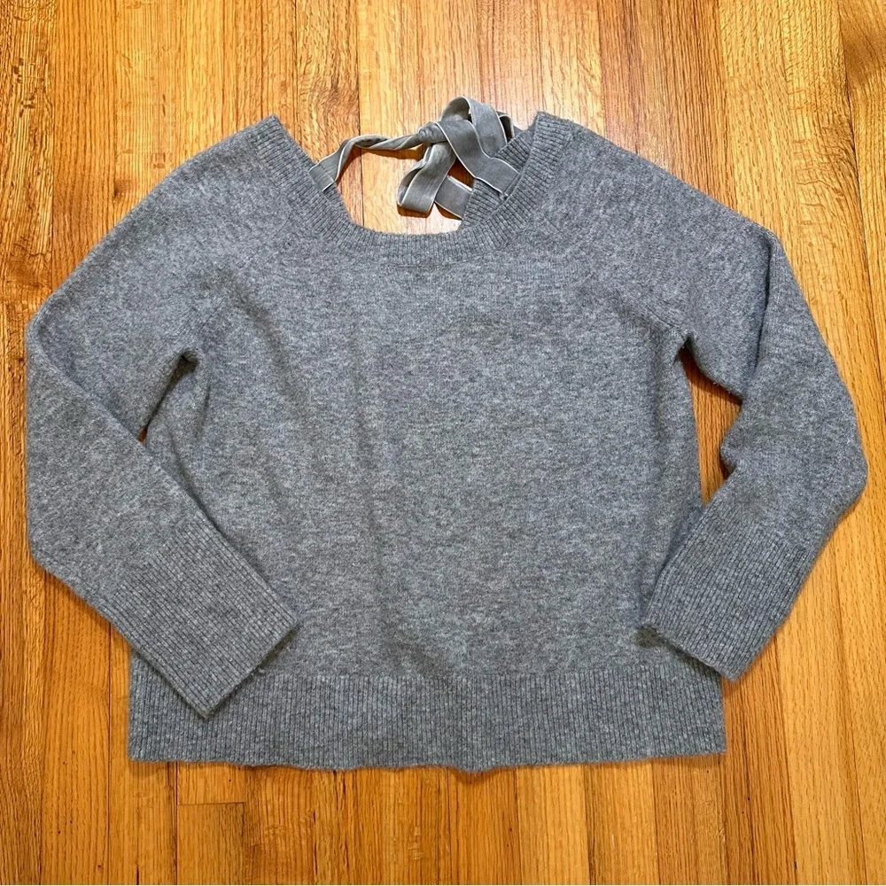 J.Crew Voletta V-back sweater with velvet tie Grey Size S (n)